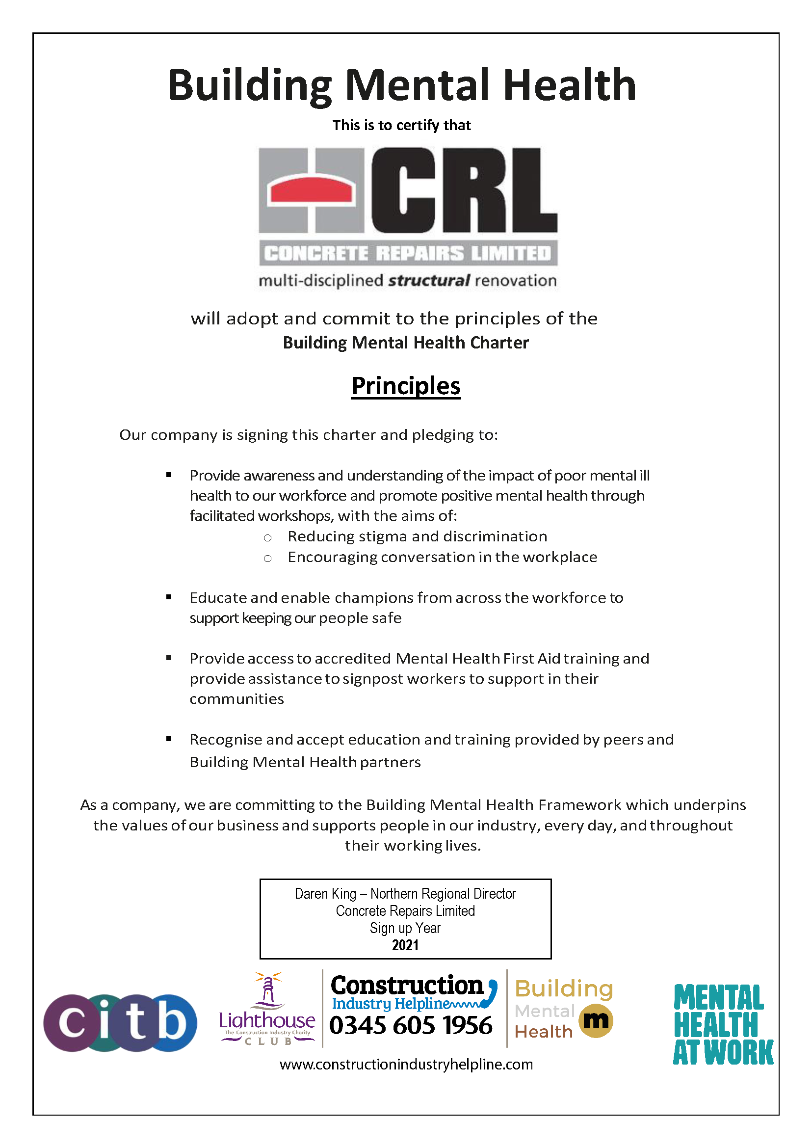 Building Mental Health Charter